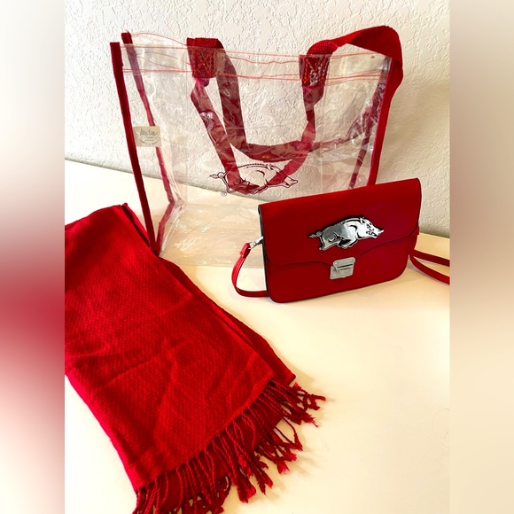 Bags Arkansas Razorback Clear Tote Purse Scarf Lot Poshmark